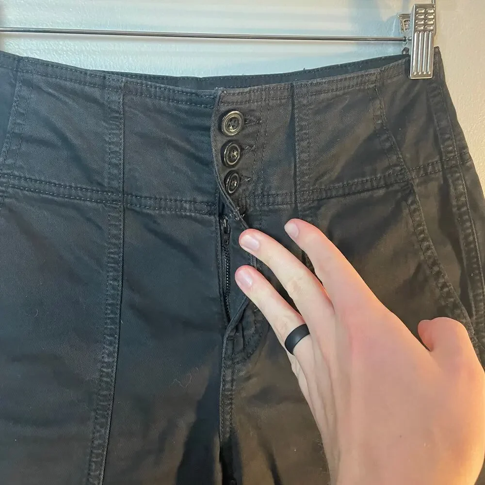 Anthropologie Pilcro High Rise Cargo Utility Pants in Black Women's 25P EUC